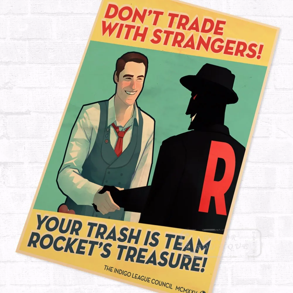 Покемон Лига карманные монстры мультфильм винтажный Ретро Крафт покрытый плакат