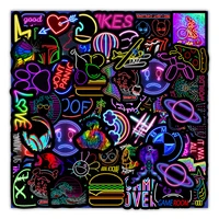 50pcs sticker cartoon neon light graffiti stickers car guitar motorcycle luggage suitcase diy sticker for kid toys for girls