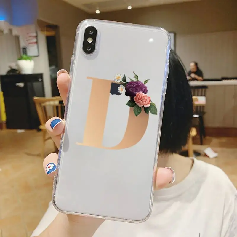 

Flower letter words text Phone Case Transparent for iPhone 6 7 8 11 12 s mini pro X XS XR MAX Plus