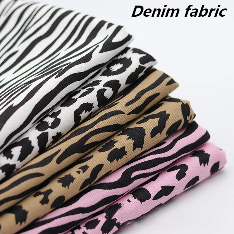 Плотная хлопковая джинсовая ткань с узором зебры одежда для самостоятельного