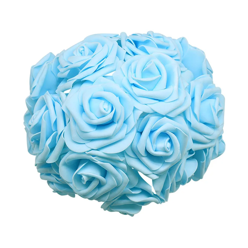 baby blue 24 шт./лот искусственный букет роз декоративные пены розы цветы букеты невесты для свадьбы дома Вечерние Декорации для свадьбы - Цвет: baby blue