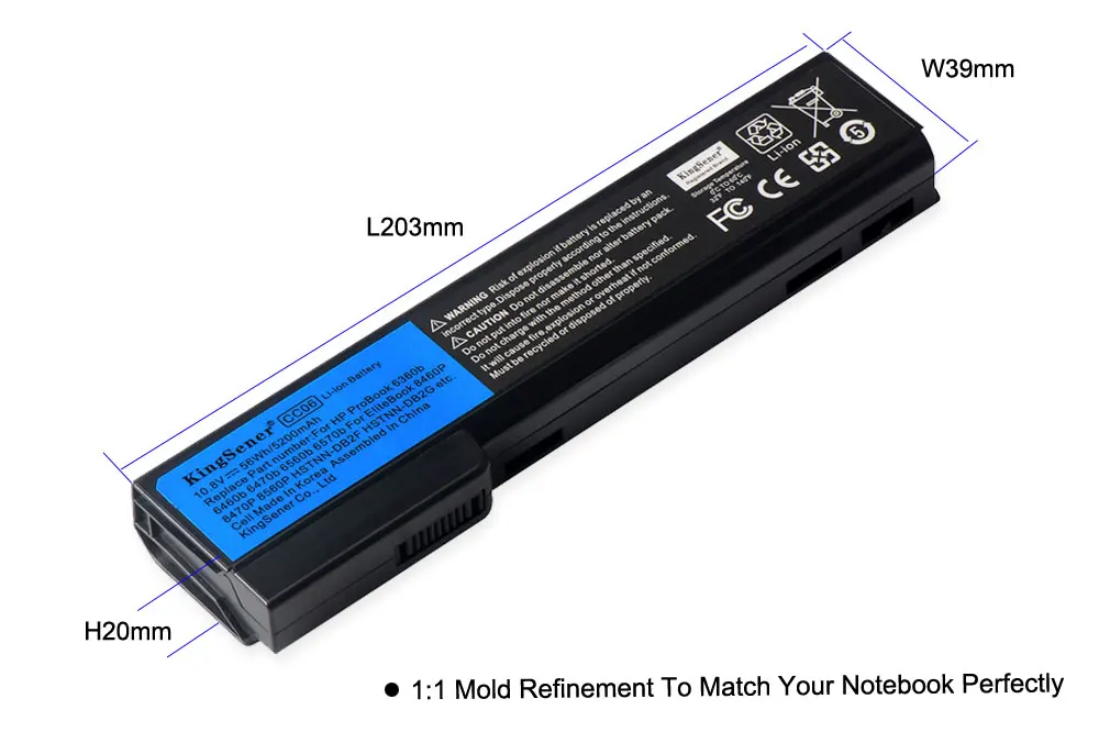Аккумулятор KingSener CC06 для ноутбука HP ProBook 6360b 6460b 6470b 6560b 6570b 6465b 6475b 6565b 8460p 8470p 8460W HSTNN