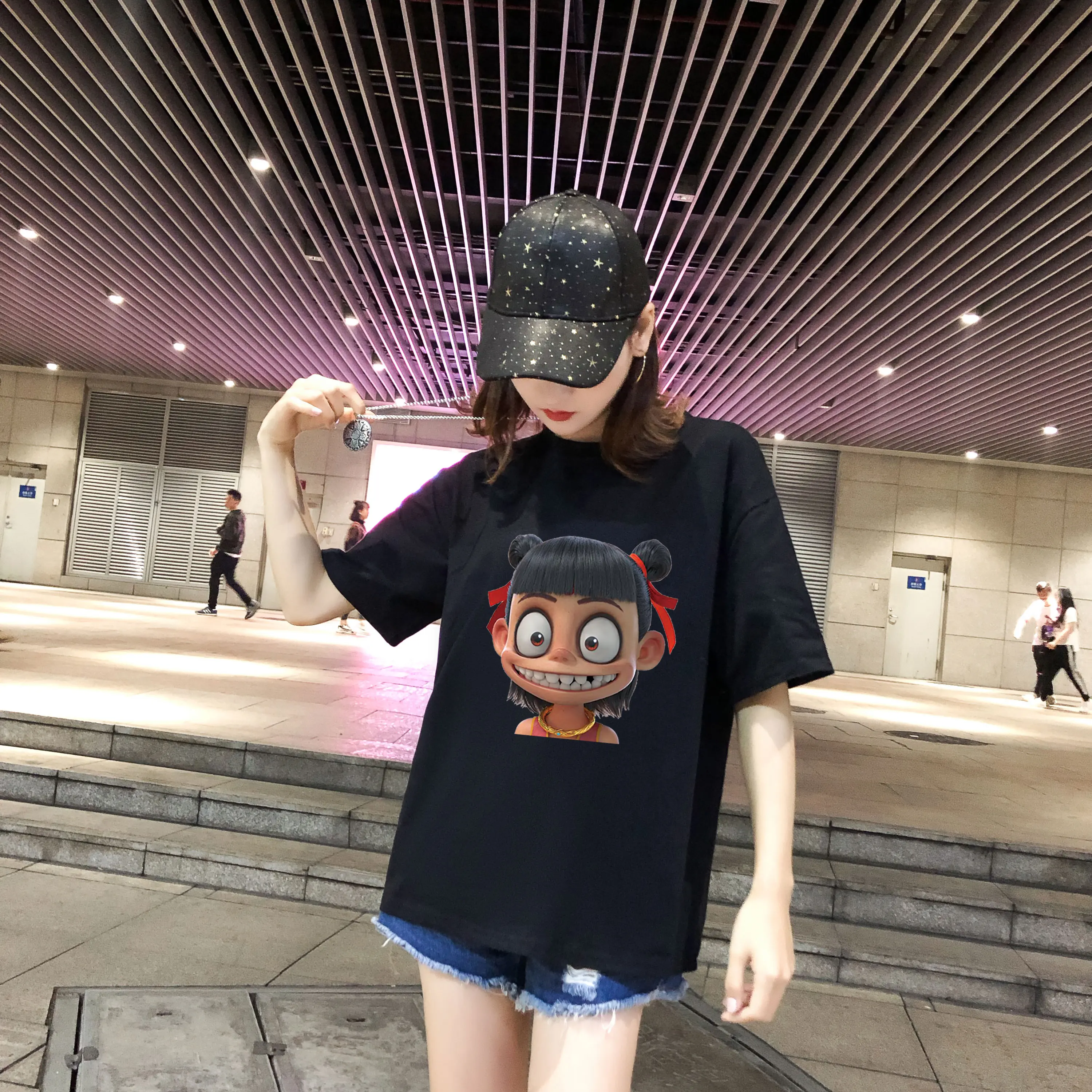 Which Cha T-shirt Pattern Short Sleeve State Tide Aobing Half Around the Movie |