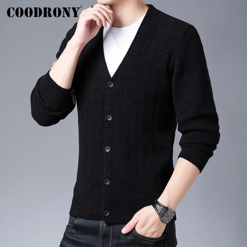 Бренд COODRONY мужской свитер модный полосатый кардиган мужская одежда на осень и