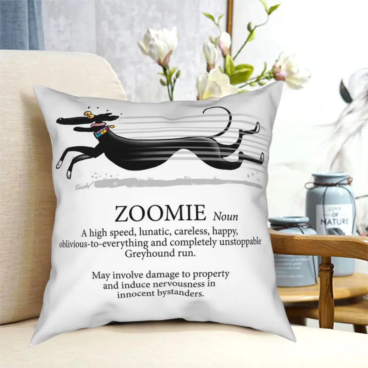 

Greyhound Zoomie Pillowcase Polyester Printed Zip Decorative Throw Pillow Case Home Cushion Case 18"