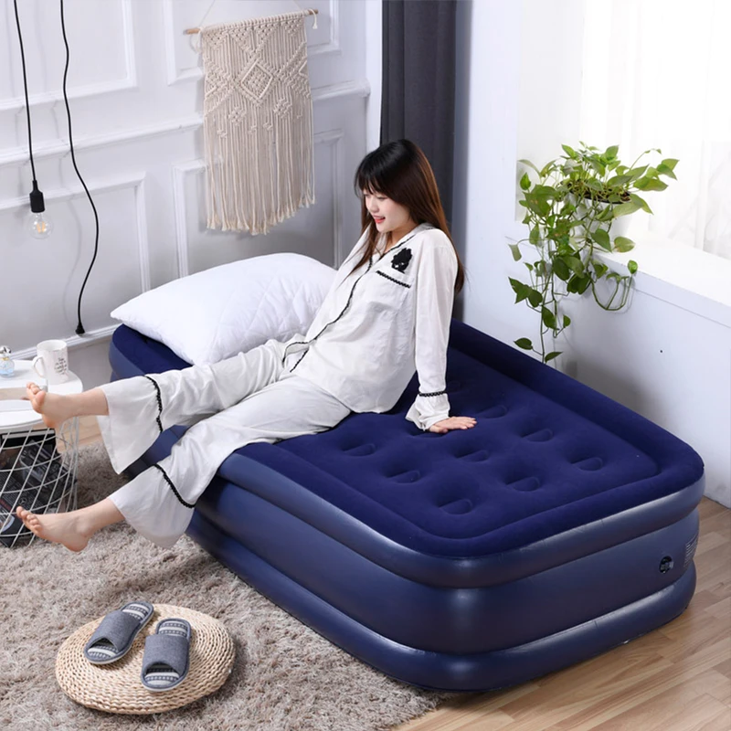 

Inflatable Air Bed Thick Cushion Home Mattress Outdoor Camping Travel Bed Portable Pad With Pump Size 197*97*47cm