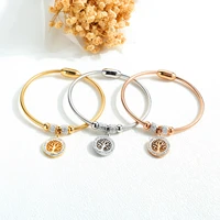 set zircon tree of life stainless steel color bracelet for women golden round bead magnet bracelets 18cm jewelry 2021 jewelry