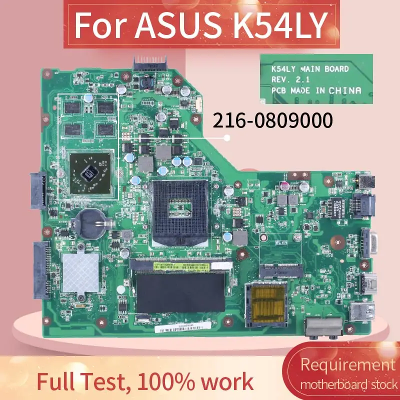 For ASUS K54LY REV.2.1 Laptop Motherboard 216-0809000 HM65 REV.2.1 DDR3 Notebook Mainboard