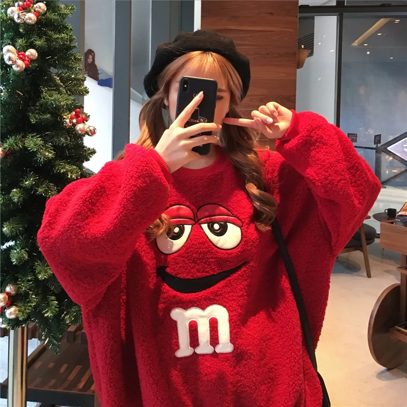 Женская толстовка с длинным рукавом плюшевый пуловер принтом шоколада