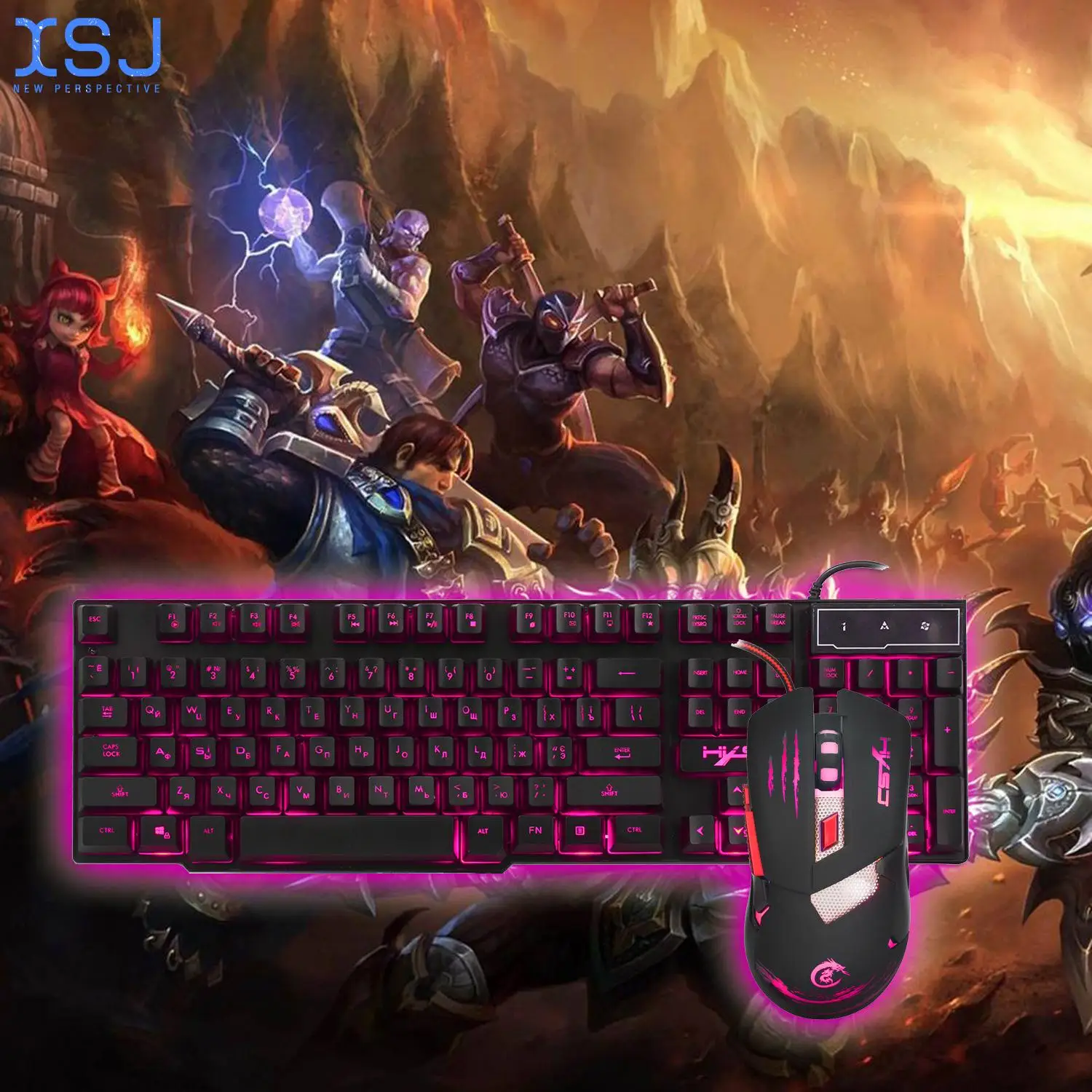 

Fashion Wired Mouse Keyboard Set Usb Ergonomic Led Backlight Keyboard 5 Adjustable Dpi Mechanical Gaming Mouse