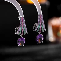 temperament elegant wedding party trend geometric earrings for women micro pave cubic zirconia water drop dangle jewelry