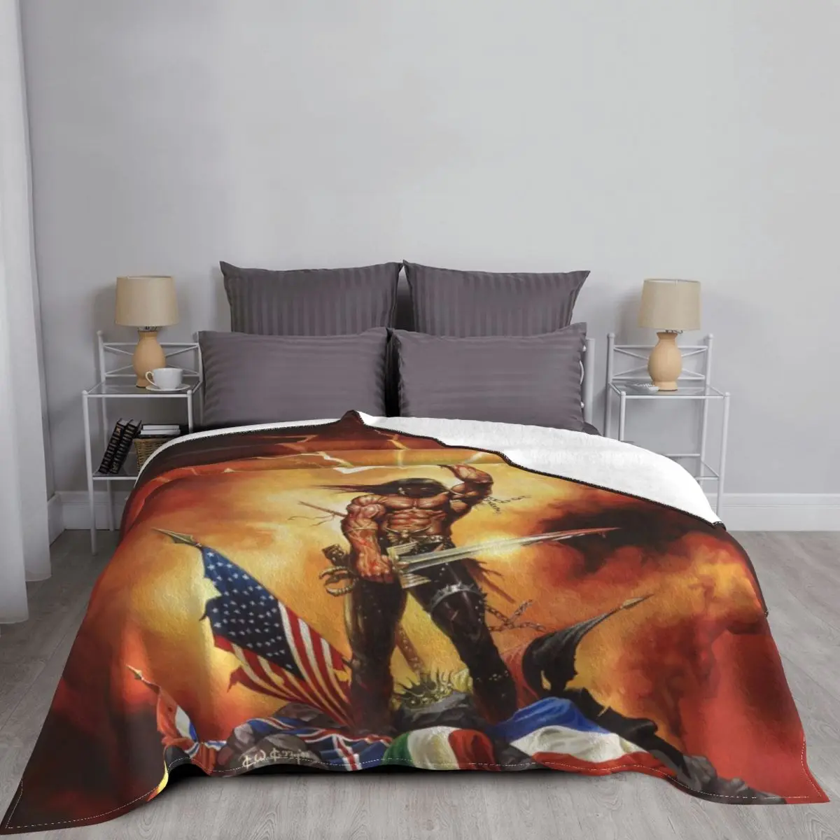 

Manowar-camino de mesa, manta, colcha, cama a cuadros, colcha a cuadros de muselina, 220x240