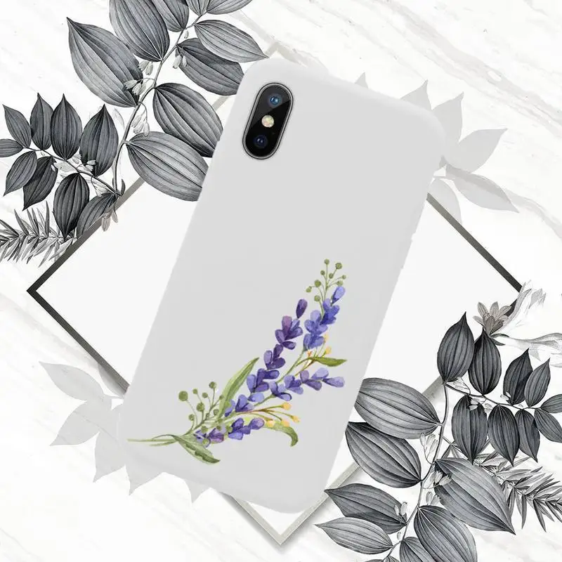 

Simple Lavender Purple Flowers Phone Case White Candy Color for iPhone 11 12 mini pro XS MAX 8 7 6 6S Plus X SE 2020 XR