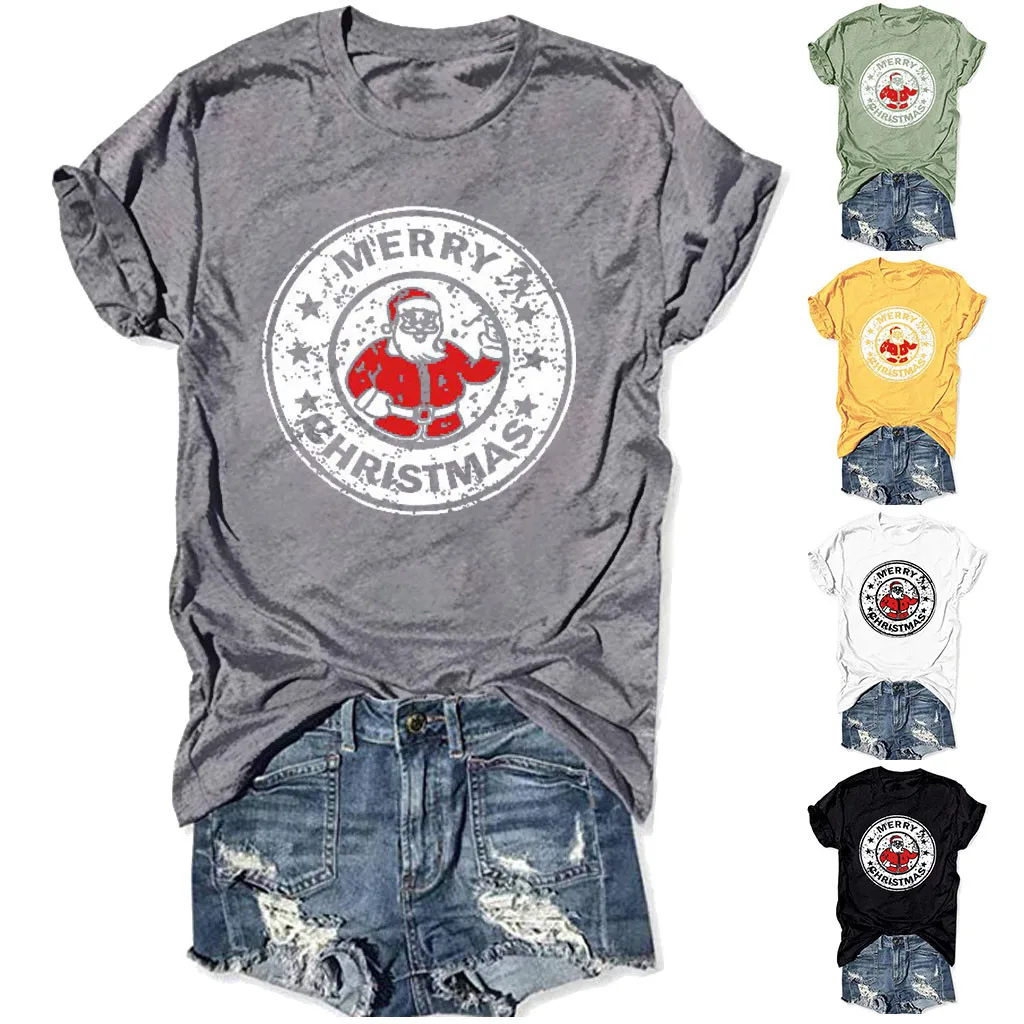 Летняя футболка для женщин 2019 НОВАЯ РОЖДЕСТВЕНСКАЯ с коротким рукавом и надписью