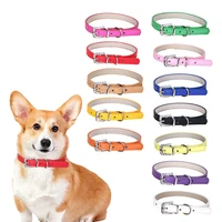 candy color pet collar durable pu leather cat collar dogs collars rhinestone safety buckle adjustable dog neck ring pet supply