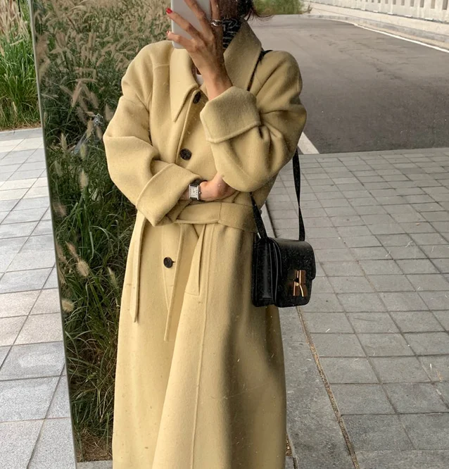 Женское твидовое пальто YAMDI винтажное теплое толстое однобортное для подиума на