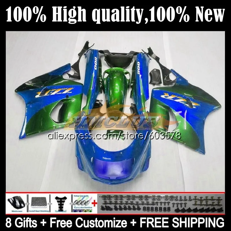 

ZX11 R For KAWASAKI NINJA ZX-11R ZZR1100 ZX 11R 70CL.90 ZX11R 93 94 95 96 ZZR 1100 1997 1998 1999 2000 2001 Fairing green blue