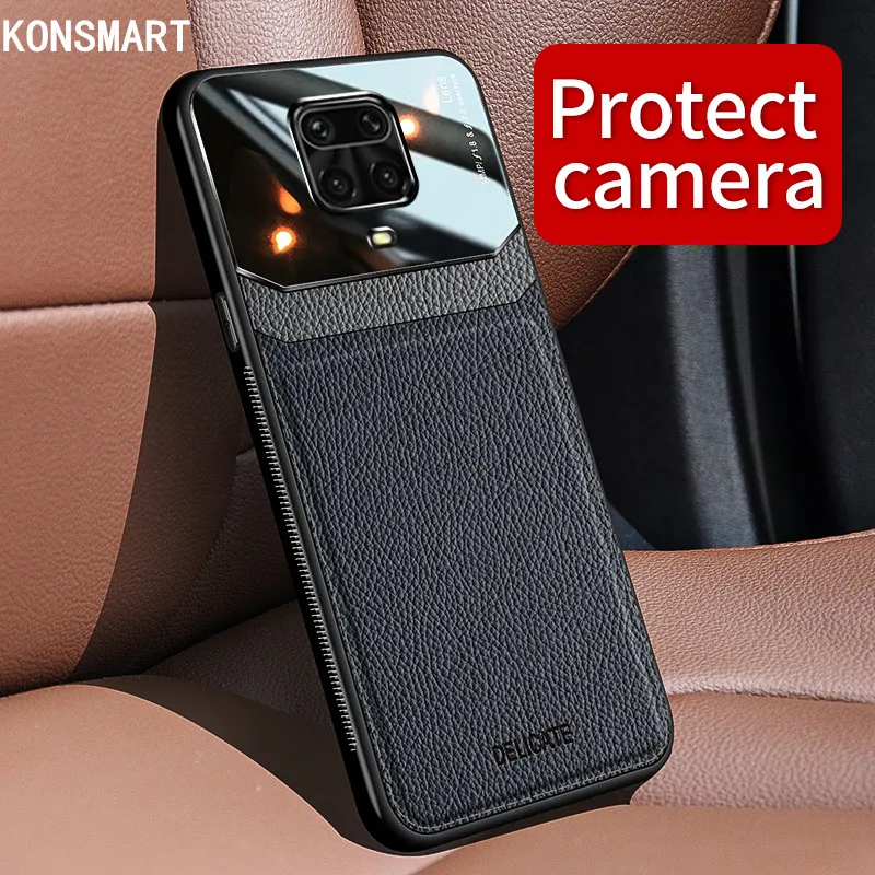 

KONSMART For Xiaomi Redmi Note 9 Pro Max Case Leather Silicone Mirror Phone Case Redmi Note 9S Luxury Back Cover Redmi Note 9Pro