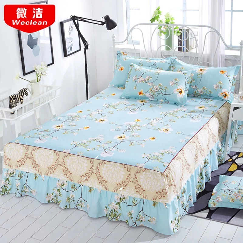 Bed skirt Bedcover Floral Fitted Sheet Cover Bedspread Bedroom Home Textile Skirt Cubrecama Single Full Queen |