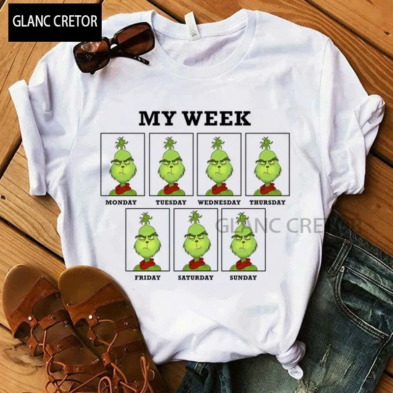 

Funny Harajuku Vogue Shirts for Women Christmas Tshirt Women Cute Grinch Graphic Tshirt Female Clothes Grinch Top