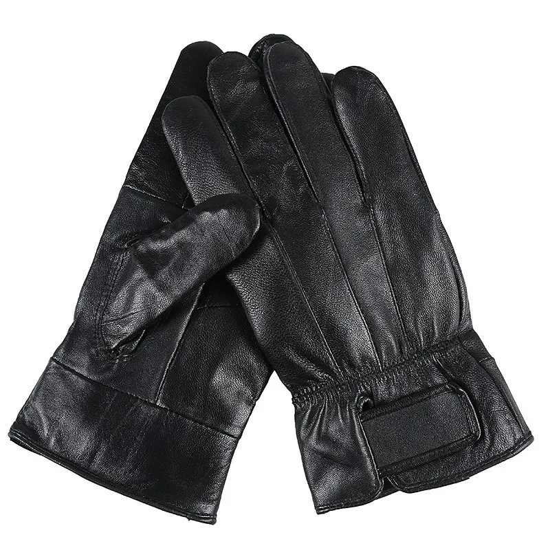 Мужские перчатки из натуральной овечьей кожи ветрозащитные теплые шкуры зимние