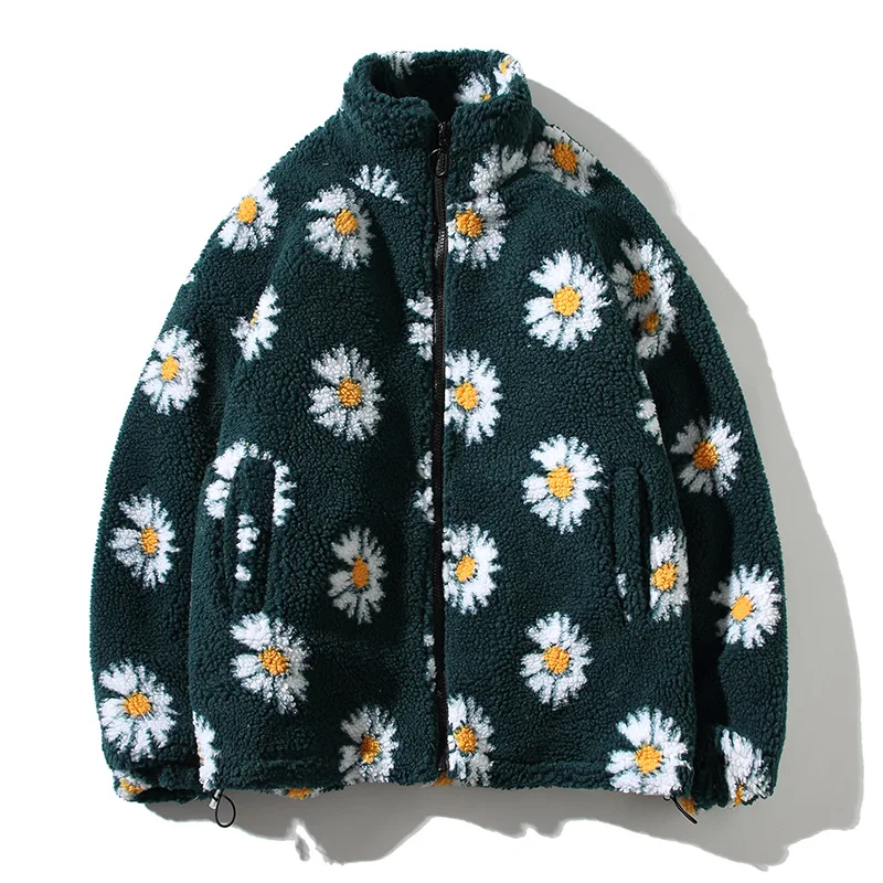 

SHENGPALAE new printed Imitation lamb wool cotton jacket women's autumn 2021 new lapel large size long sleeve zipper coat 5C174
