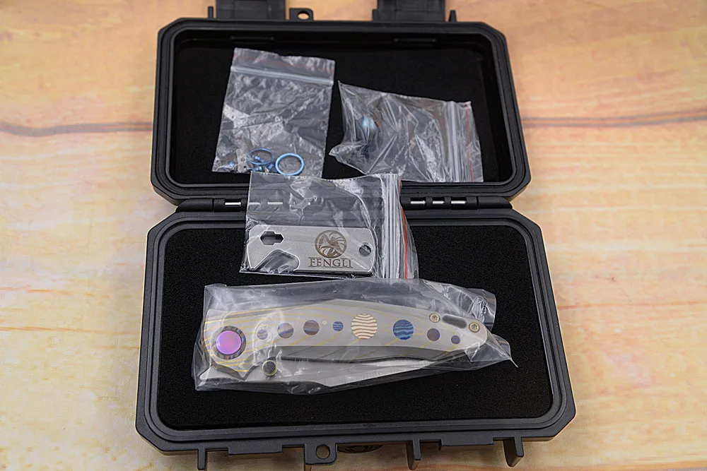 

JUFULE 2021 Planet Ceramic Ball Bearing Real M390 Blade Titanium Timascus Inlay Camp Kitchen Pocket EDC Tools Art Folding Knife