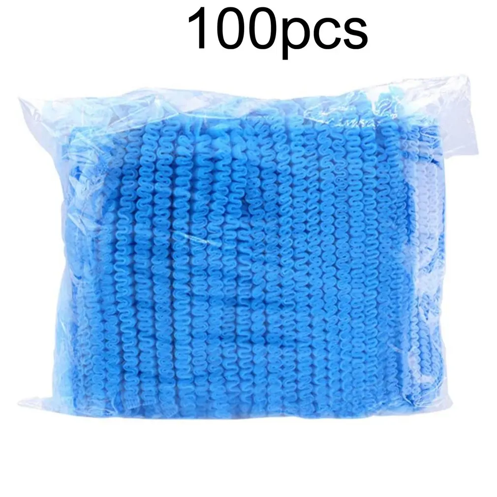 

100Pcs Disposable Hat Round Non-Woven Headgear Dust-Proof Chef Food Factory Workshop Anti- Hair Fall Cap