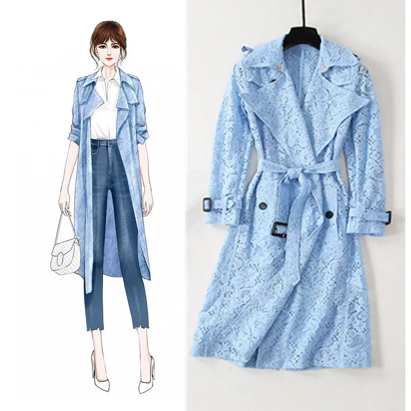 Женское летнее/осеннее кружевное пальто Тренч высококачественное женское