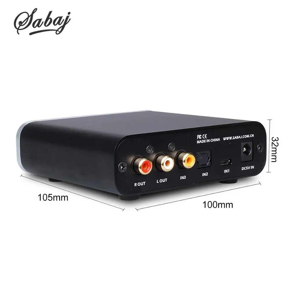 Sabaj D3 аудио DAC усилитель для наушников с оптическим коаксиальным 32 бит/384 кГц USB вход черный серебристый