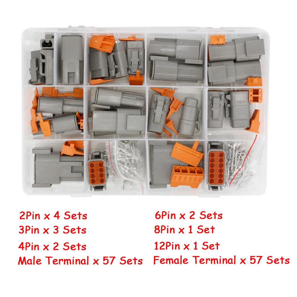 

Deutsch Series DTM06-2/3/4/6/8/12S DTM04-2/3/4/6/8/12P Waterproof Wire Connector Kit Automotive Sealed Plug with Terminals