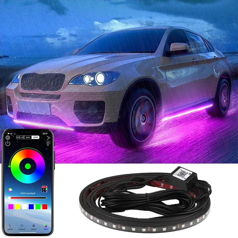 

Car Underglow Light Neon Strip APP / Remote Control Underbody Lights RGB Flexible Auto Lighting Decorative Atmosphere Lamp