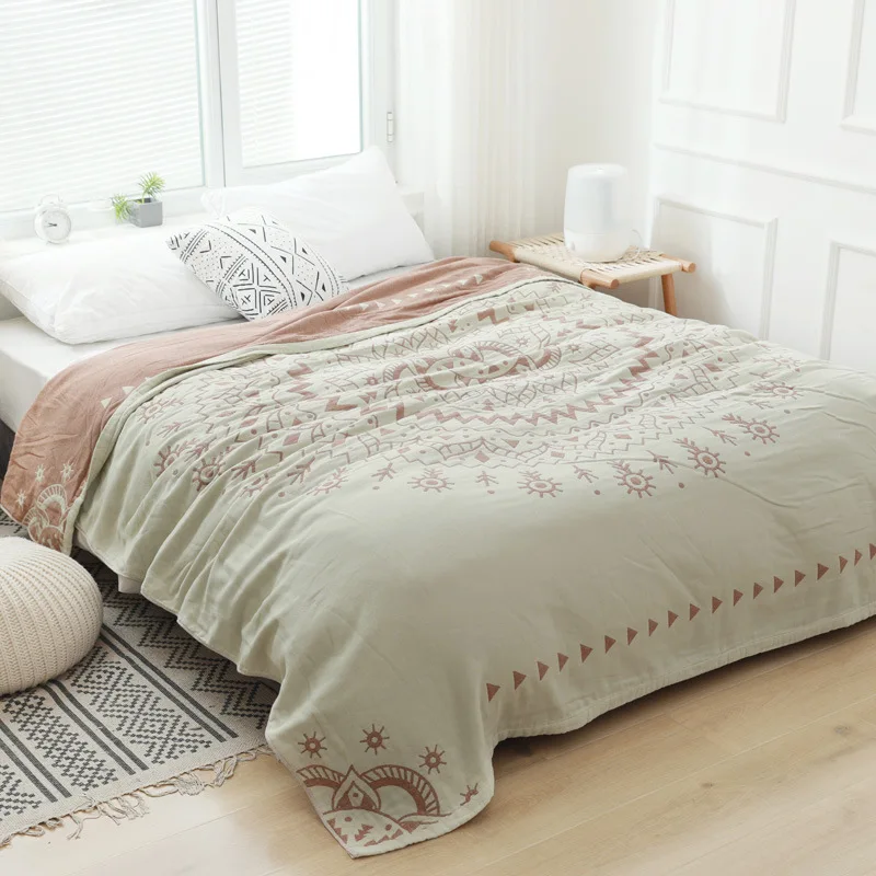 

100% Cotton Mandala Blanket Large Para Muslin Squares Towel Throw Blanket Bed Sofa Cover Travel Breathable Blanket