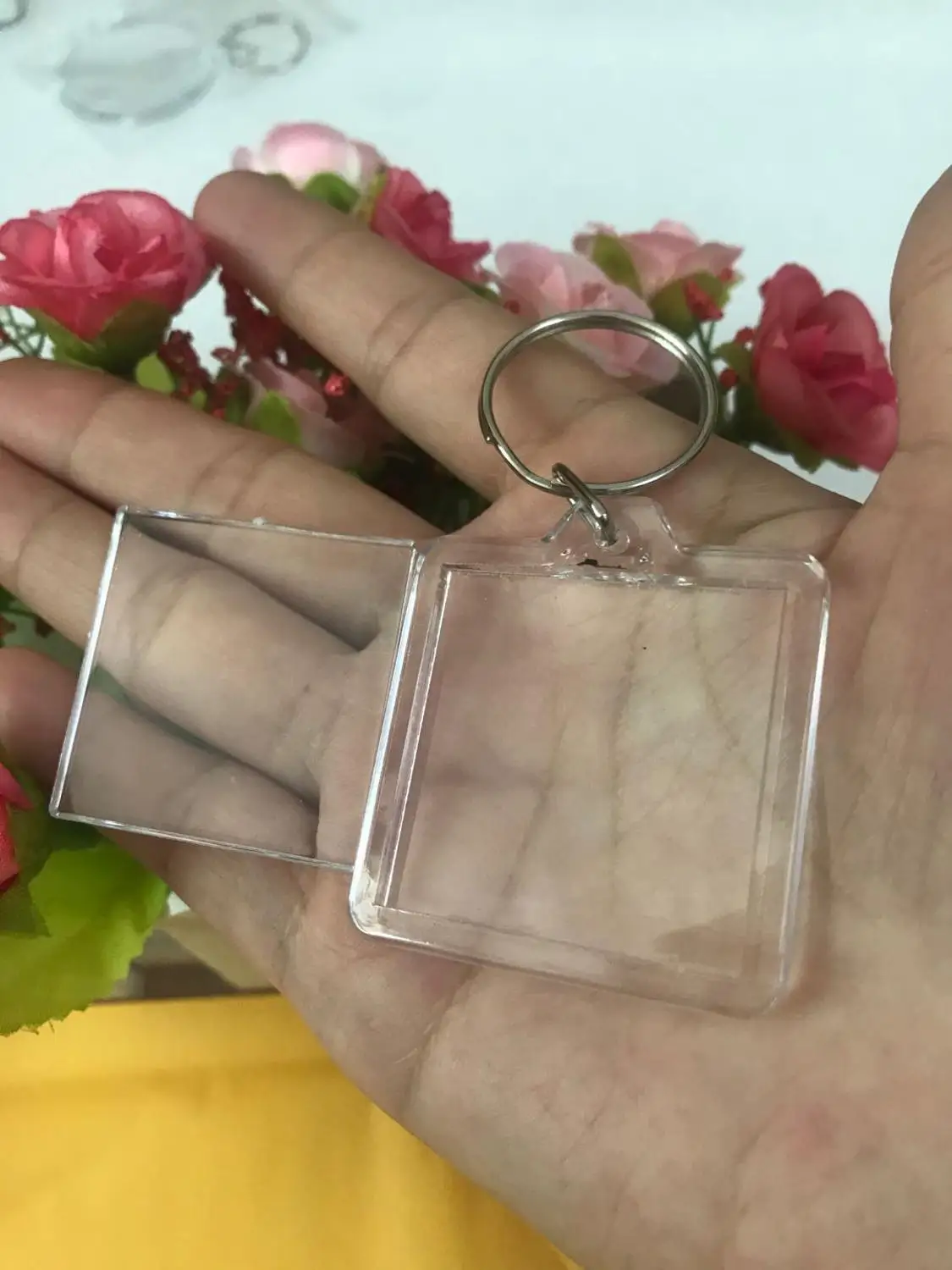 Квадратные Пустые Акриловые Брелоки для ключей 35 шт./лот пластиковые брелоки с