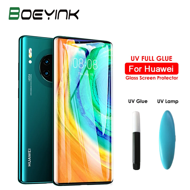 BoeYink УФ Полный Клей протектор экрана из закаленного стекла для Huawei Mate 30 Pro 5G 21D UV