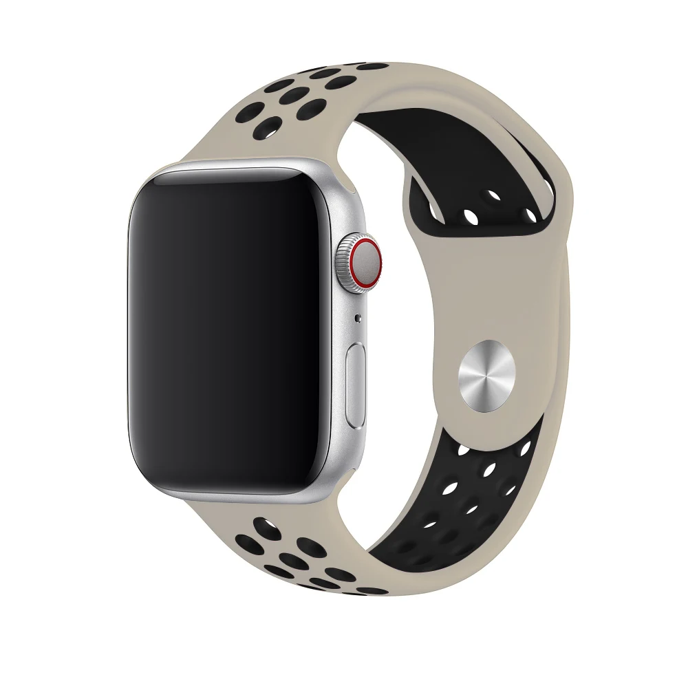 antiquewhite black15 Дышащий силиконовый спортивный ремешок для Apple Watch 5 4 3 2 1 42 мм 38 мм резиновый ремешок для Nike+ Iwatch 5 4 3 40 мм 44 мм - Цвет ремешка: antiquewhite black15