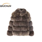 Женское зимнее пальто QIUCHEN PJ8139 2020, бесплатная доставка, Толстая Шуба из натурального Лисьего меха, высококачественное пальто из лисьего меха, наряд с воротником-стойкой