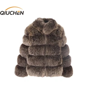 Женское зимнее пальто QIUCHEN PJ8139 2020, бесплатная доставка, Толстая Шуба из натурального Лисьего меха, высококачественное пальто из лисьего меха, наряд с воротником-стойкой