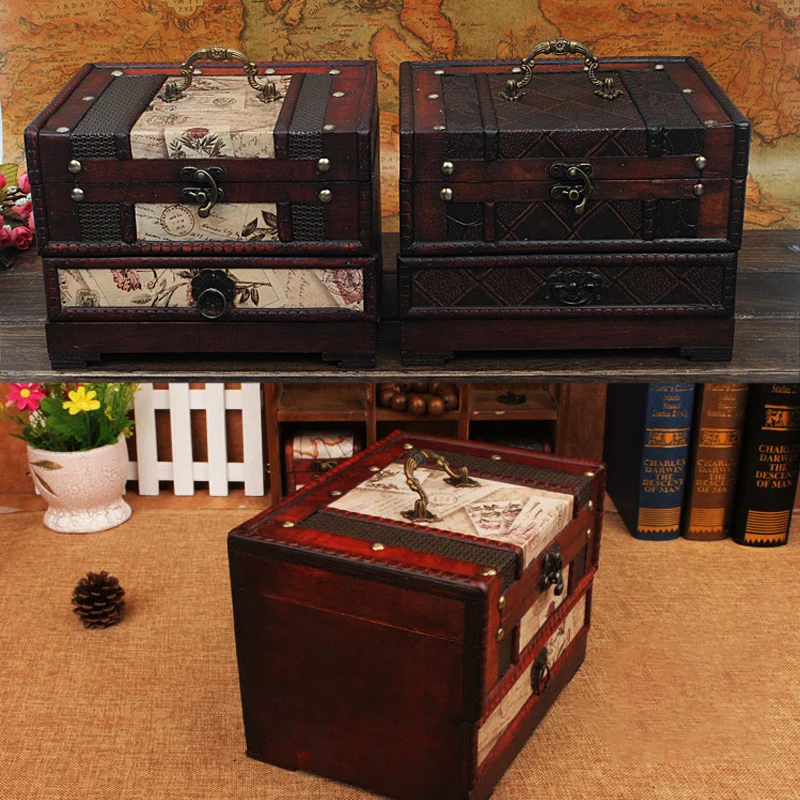 Традиционная коробка для хранения в стиле ретро ностальгические деревянные