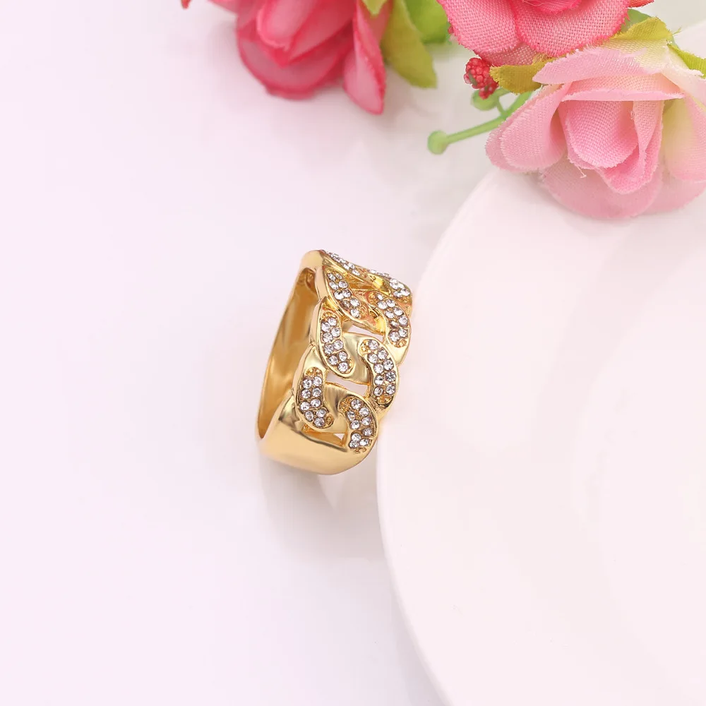 Кольцо Стразы в стиле хип хоп с микрозакрепкой украшение из кубинской цепи