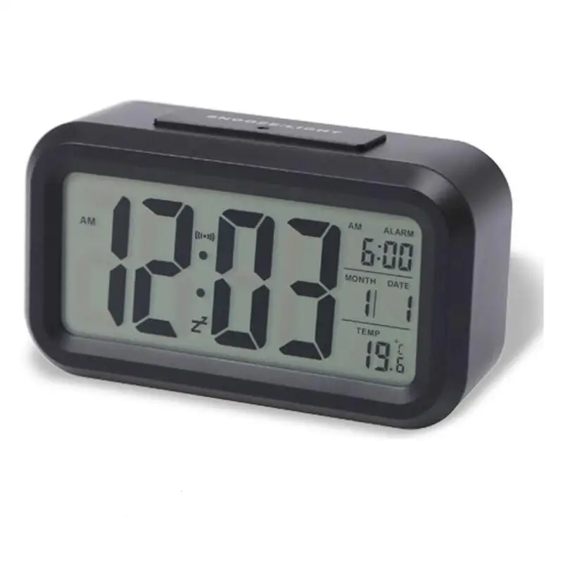 Smart Sensor Nightlight Digital Alarm Clock with Temperature Thermometer Calendar,Silent Desk Table Clock LX8632