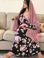 eid ramadan mubarak dubai abaya dress jalabiya for women flower print modest loose kaftant robe muslim islamic arabic clothing