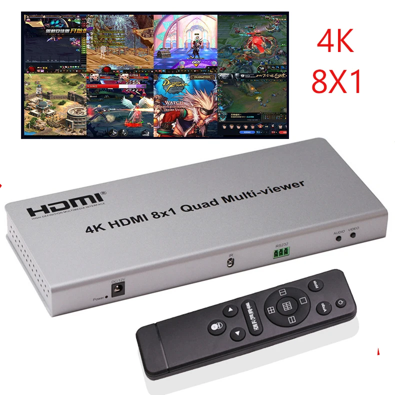 4K HDMI 8x1 четырехъядерный многофункциональный Переключатель 8 в 1 выход видео