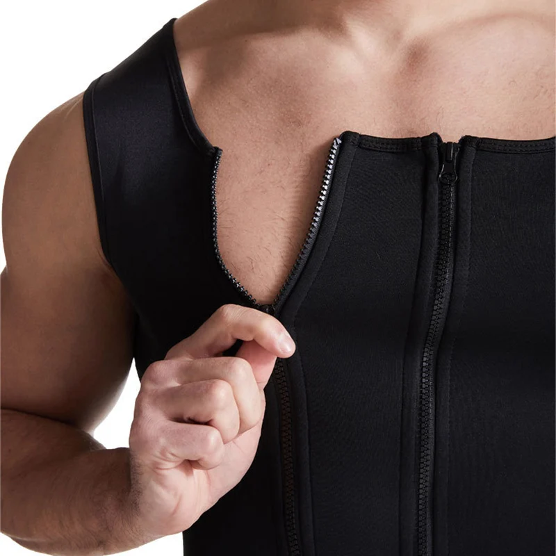 

Waist Trainer Men Sports Bodyshaper Sauna Suit Sweat Vest Slimming Men's Shapewear Double Zipper Fat Burner Workout Tank Tops