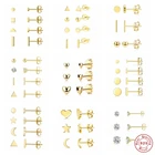 Женские маленькие серьги-гвоздики с бриллиантами Aide, маленькие серьги из стерлингового серебра 925 пробы, сердце, месяц, звезда, тренд 2021, корейская бижутерия