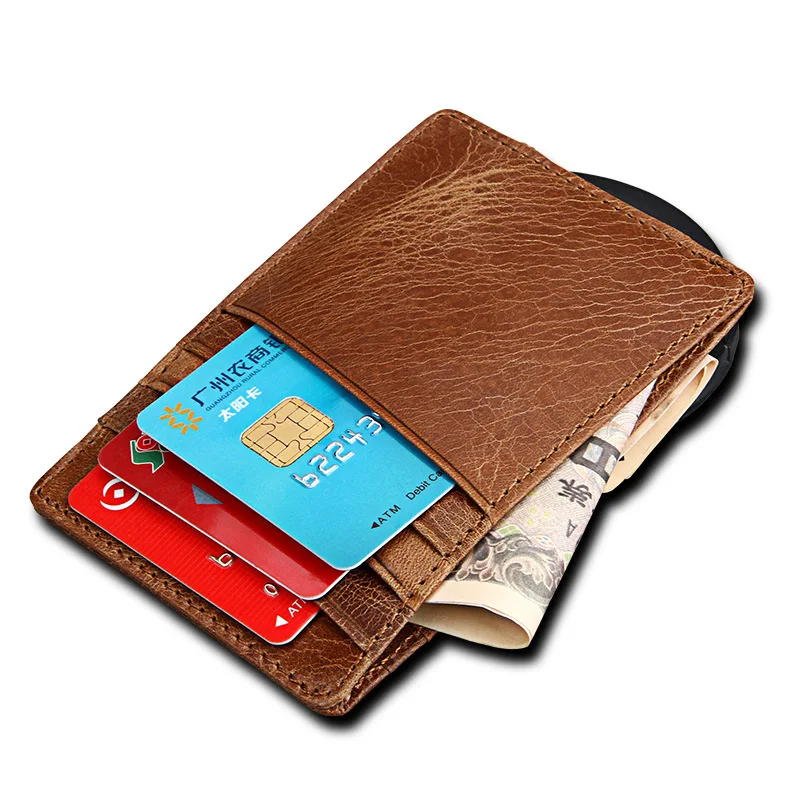2021 Mens RFID BLOCKING Real Leather Strong Magnet Money Clip Cardholder Minimalist Slim Thin Front Pocket Wallet In Stock