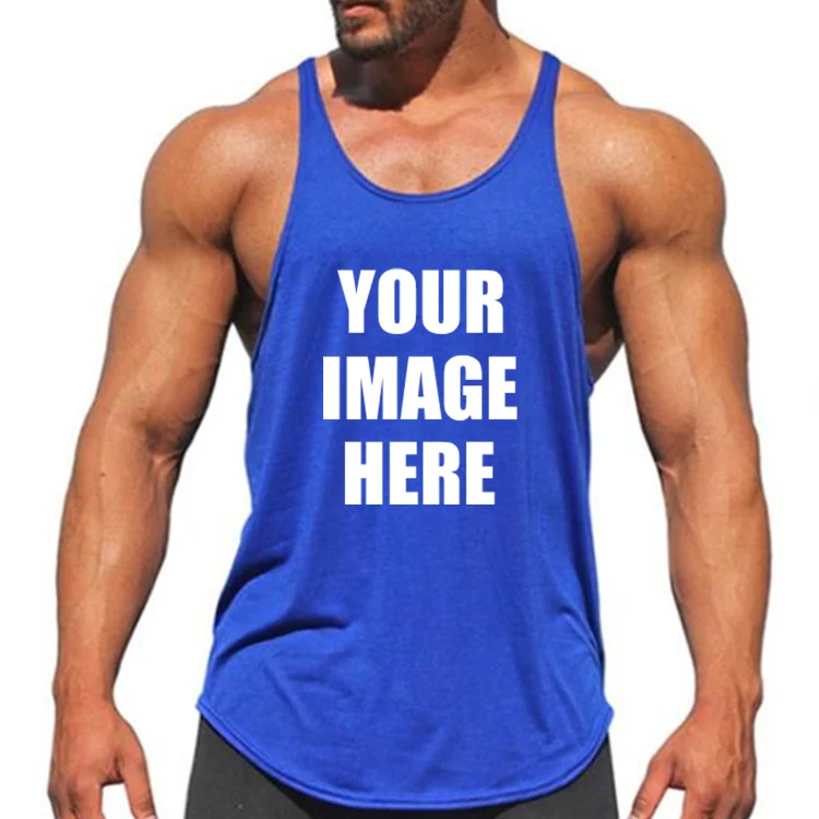 

Hot Selling 95% Cotton Mens Gym Tank Top Custom Fitness Stringer Vests Logo Print