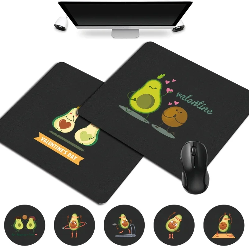 

Computer Mouse Pad Anti-slip Gaming Mouse Mat Small Size 25x21cm PU Leather Avocado Pattern Print Series Waterproof Mousepad