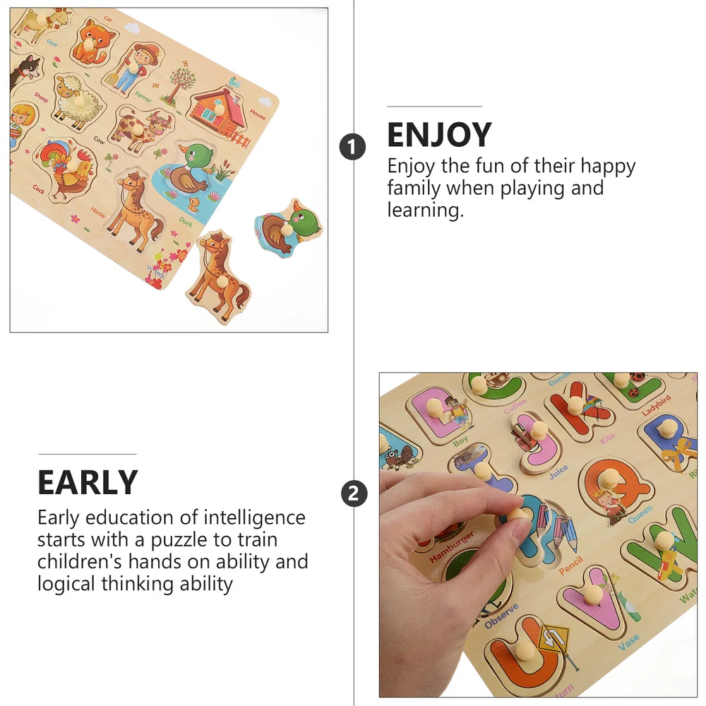 

4 Sets Kids Wood Jigsaw Early Learning Puzzles Funny Children Puzzle