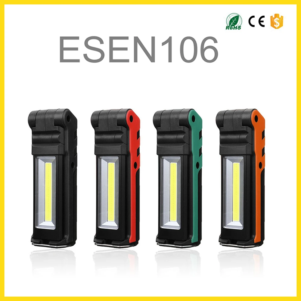 저렴한 USB 충전식 COB LED 작업 빛 디 밍이 가능한 손전등 자기 검사 램프 후크 보조베터리 2000mAh 18650 배터리